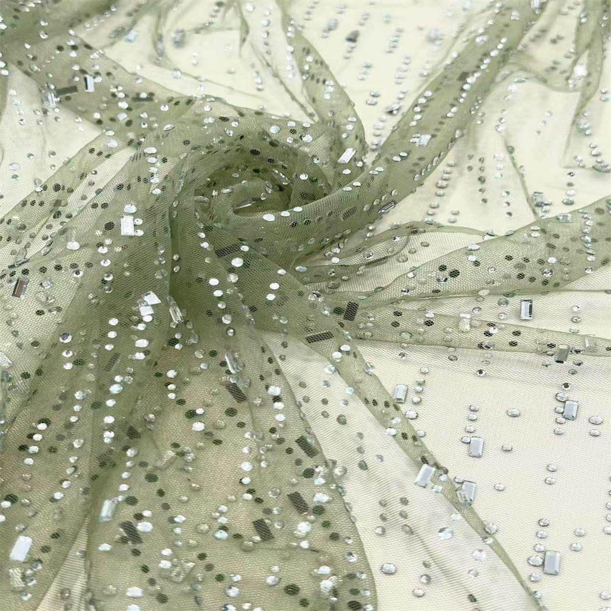 5 Yards Crystal Rhinestone Lace Fabric – Luxury Wedding Gown and Evening Dress Material