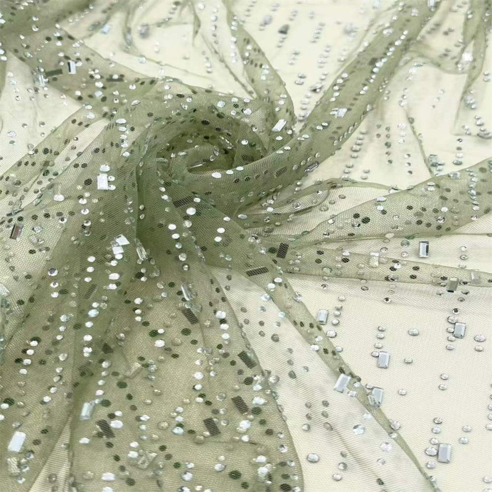 5 Yards Crystal Rhinestone Lace Fabric – Luxury Wedding Gown and Evening Dress Material