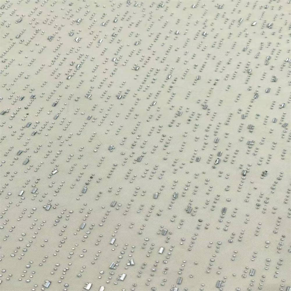 5 Yards Crystal Rhinestone Lace Fabric – Luxury Wedding Gown and Evening Dress Material