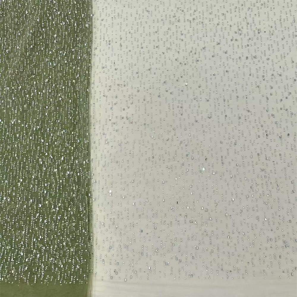 5 Yards Crystal Rhinestone Lace Fabric – Luxury Wedding Gown and Evening Dress Material