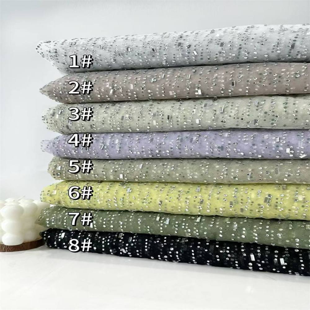 5 Yards Crystal Rhinestone Lace Fabric – Luxury Wedding Gown and Evening Dress Material