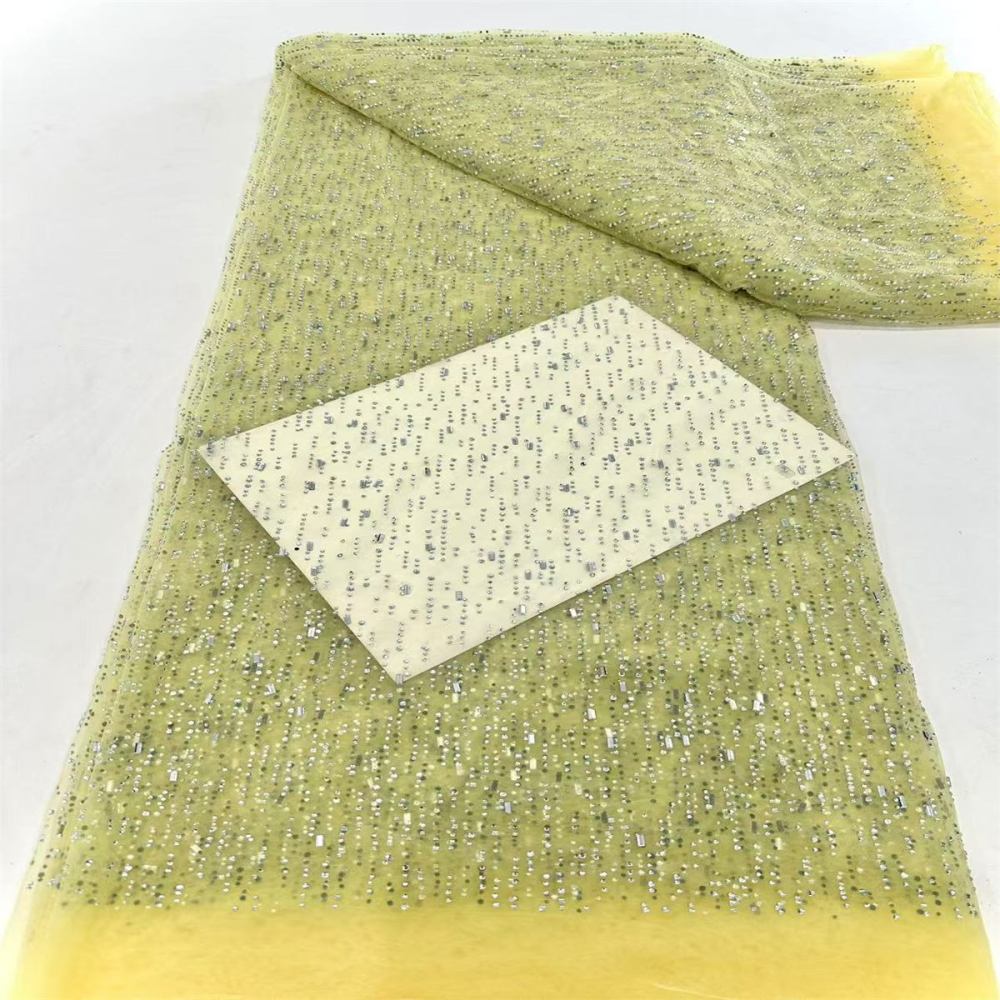 5 Yards Crystal Rhinestone Lace Fabric – Luxury Wedding Gown and Evening Dress Material