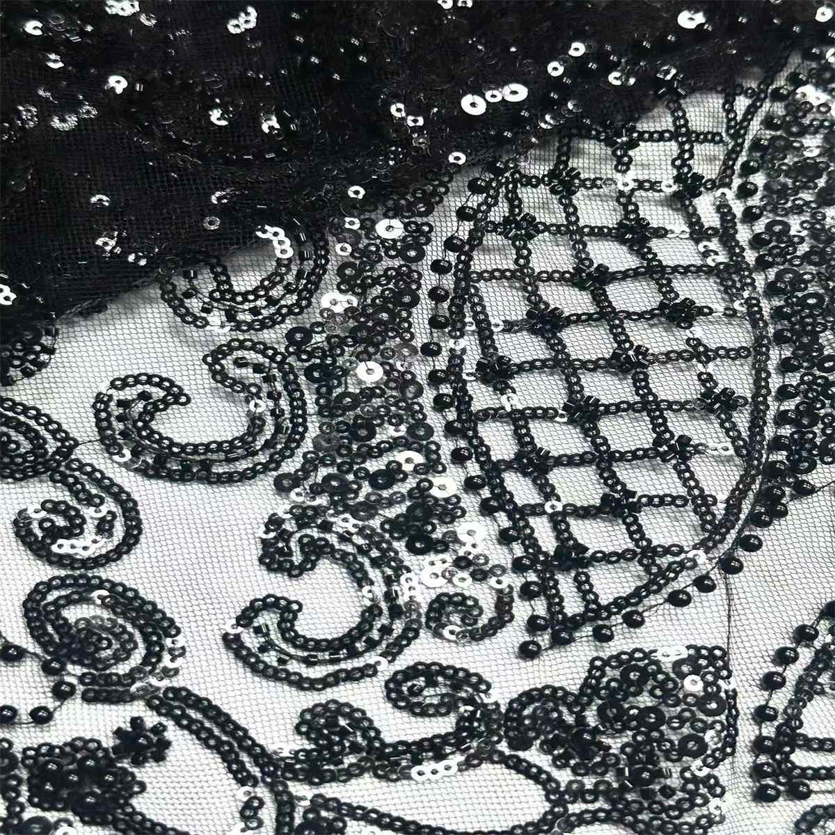 Beaded Tulle Fabric HN323
