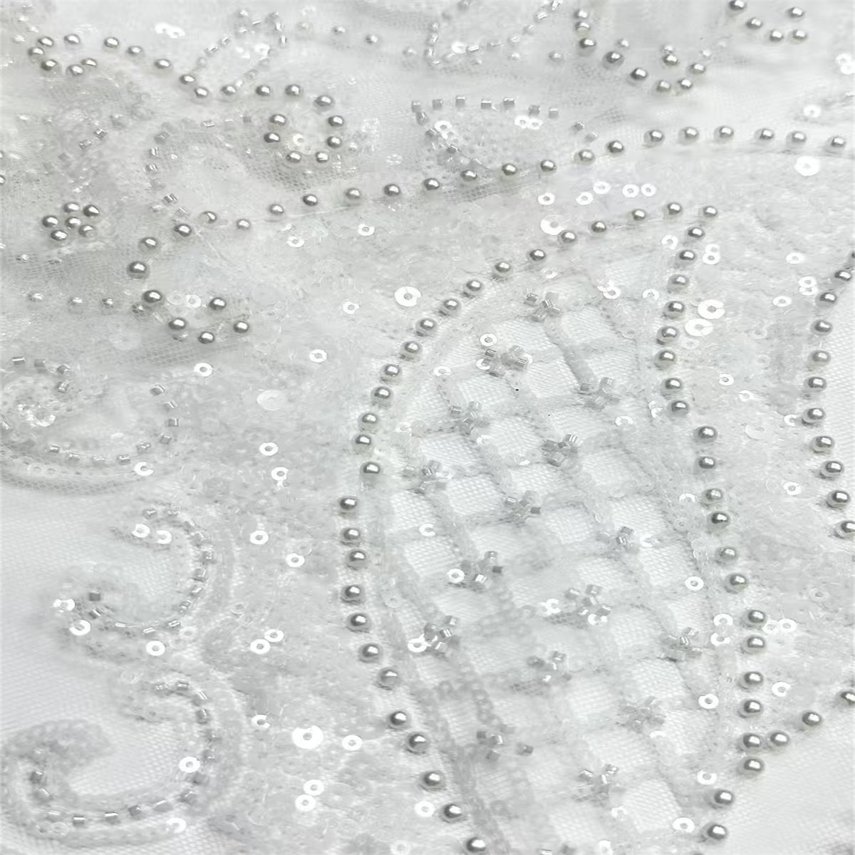 Beaded Tulle Fabric HN323