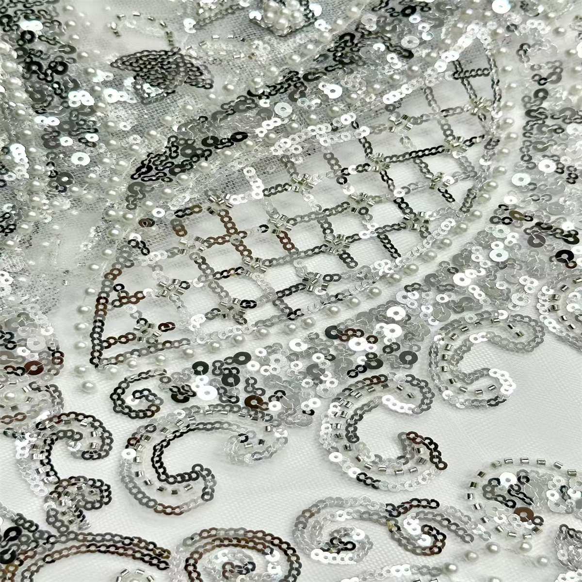 Beaded Tulle Fabric HN323