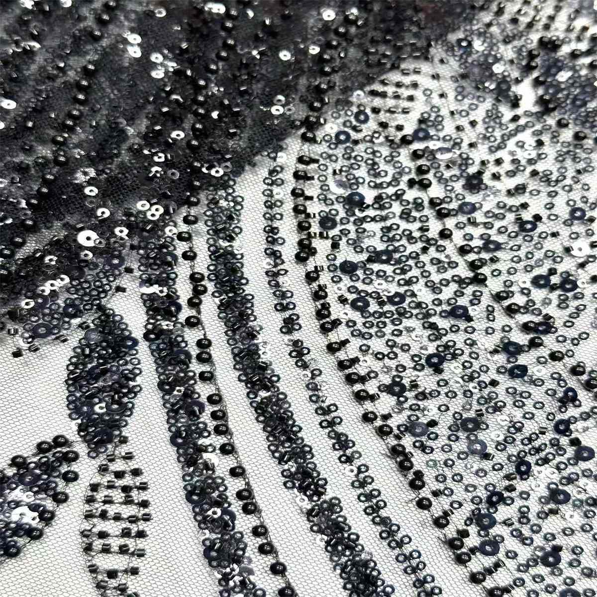 Beaded Tulle Fabric HN326