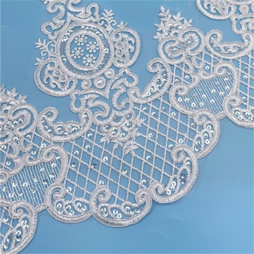 10 Yards Bridal Lace Trim, Gold Corded Embroidered Sequin Lace Trim for Wedding Gowns, Bridal Dresses & Veils | Love in Lace | NO. XC021