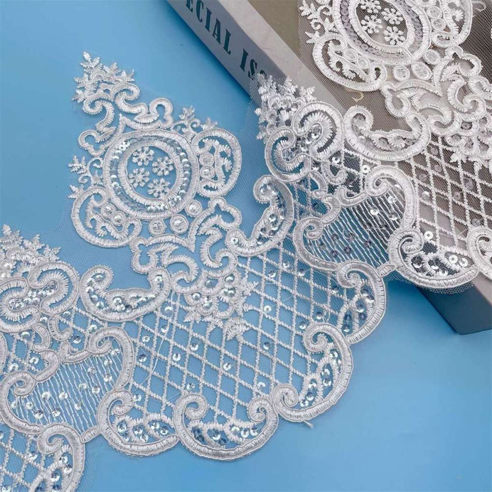 10 Yards Bridal Lace Trim, Gold Corded Embroidered Sequin Lace Trim for Wedding Gowns, Bridal Dresses & Veils | Love in Lace | NO. XC021