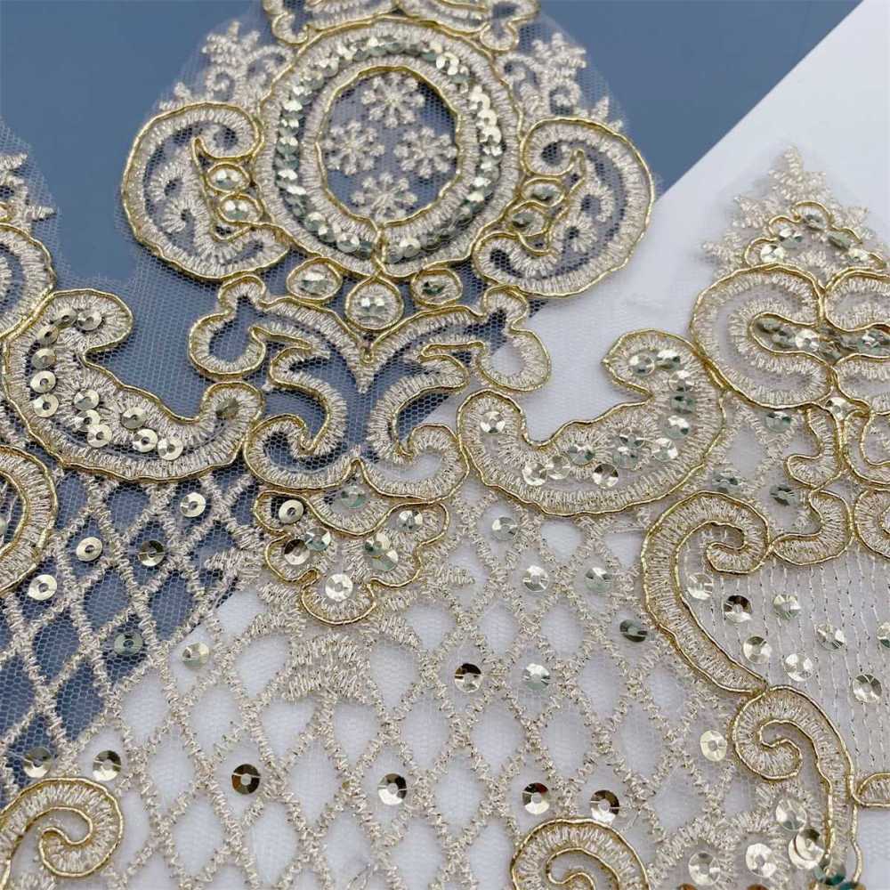 10 Yards Bridal Lace Trim, Gold Corded Embroidered Sequin Lace Trim for Wedding Gowns, Bridal Dresses & Veils | Love in Lace | NO. XC021