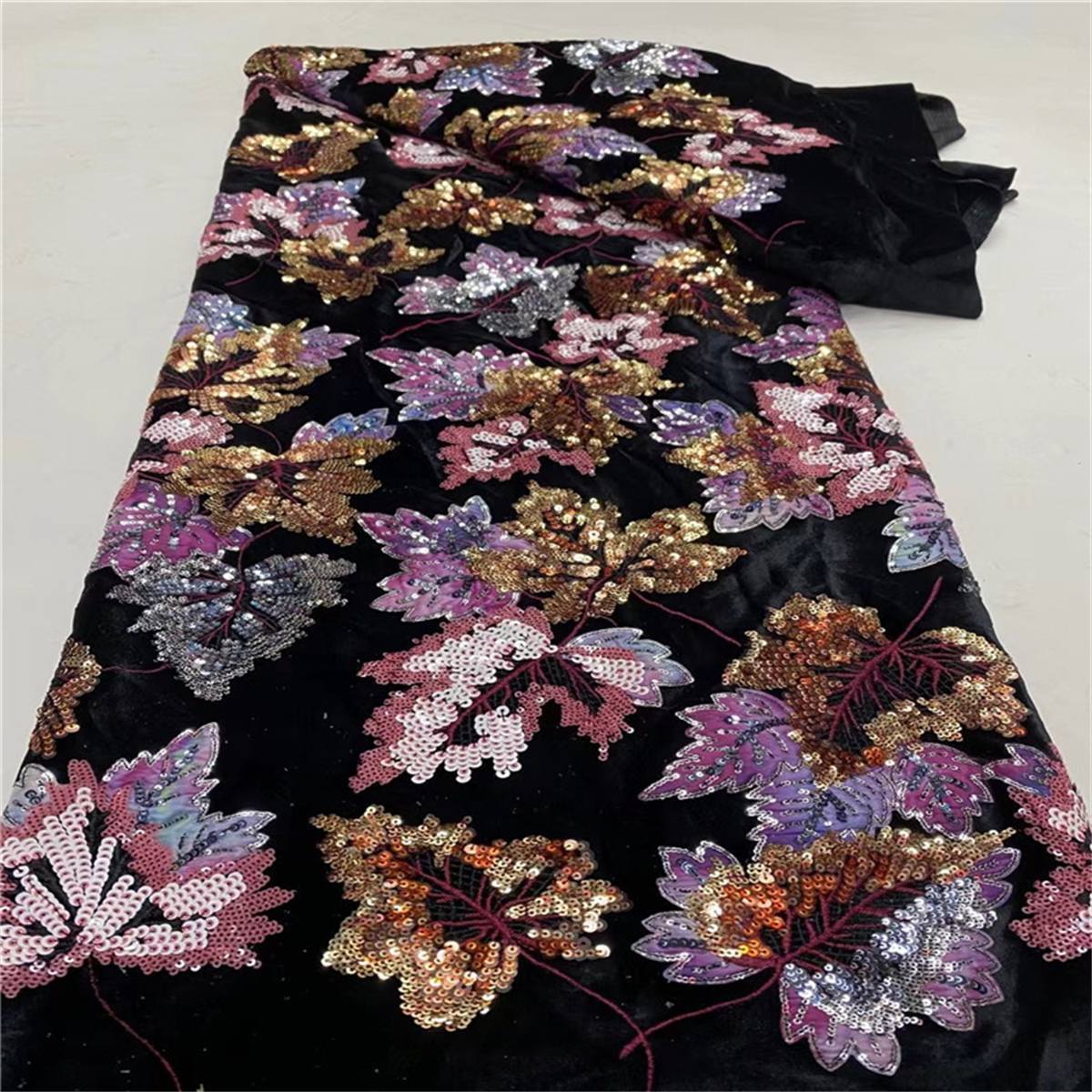 5 Yards Embroidered Sequin Velvet Fabric, Lace Fabric for Evening Wear & Party Dresses | Love in Lace | NO. JLT062