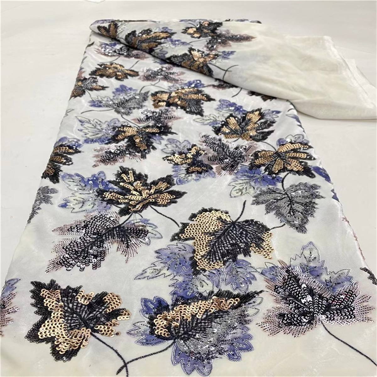 5 Yards Embroidered Sequin Velvet Fabric, Lace Fabric for Evening Wear & Party Dresses | Love in Lace | NO. JLT062