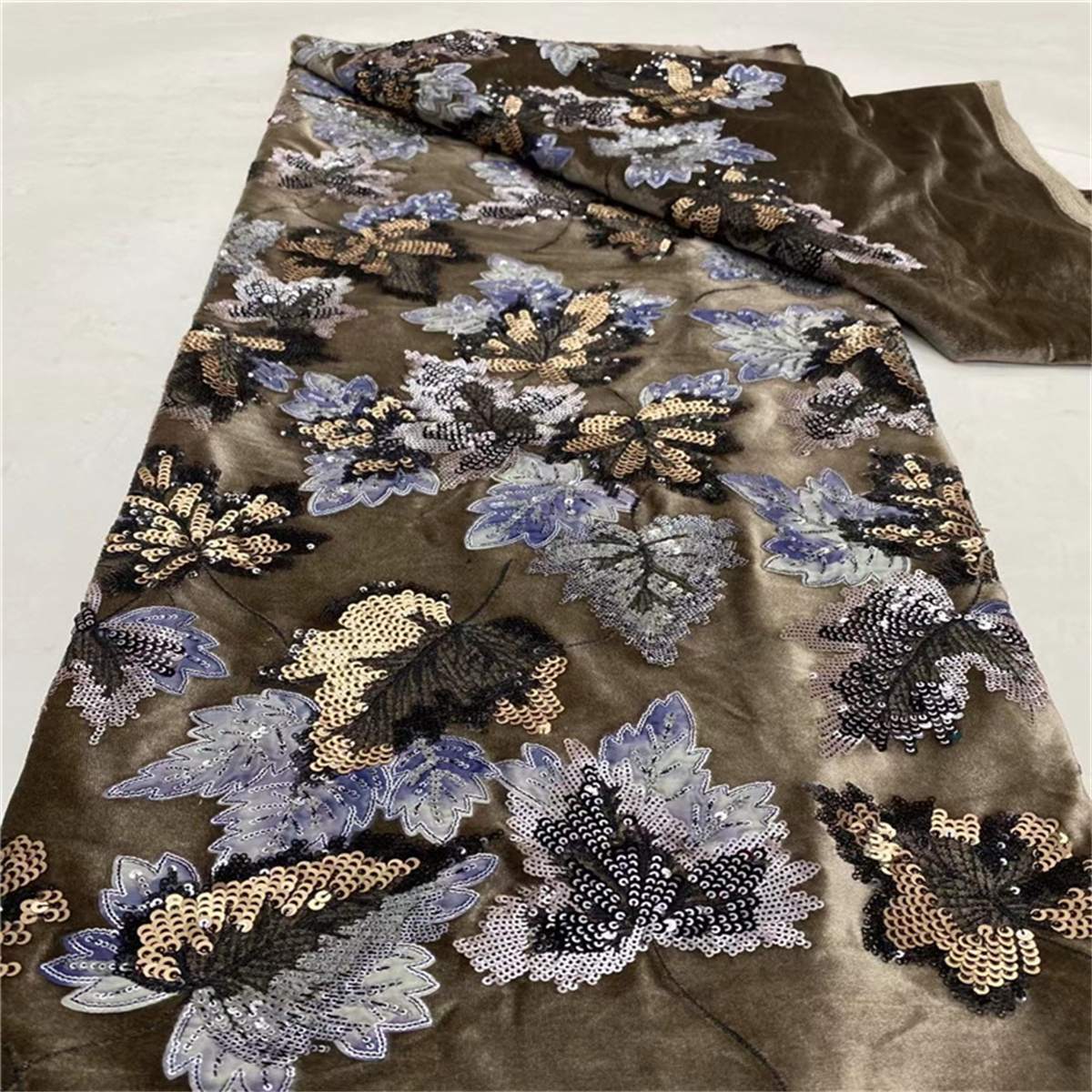 5 Yards Embroidered Sequin Velvet Fabric, Lace Fabric for Evening Wear & Party Dresses | Love in Lace | NO. JLT062