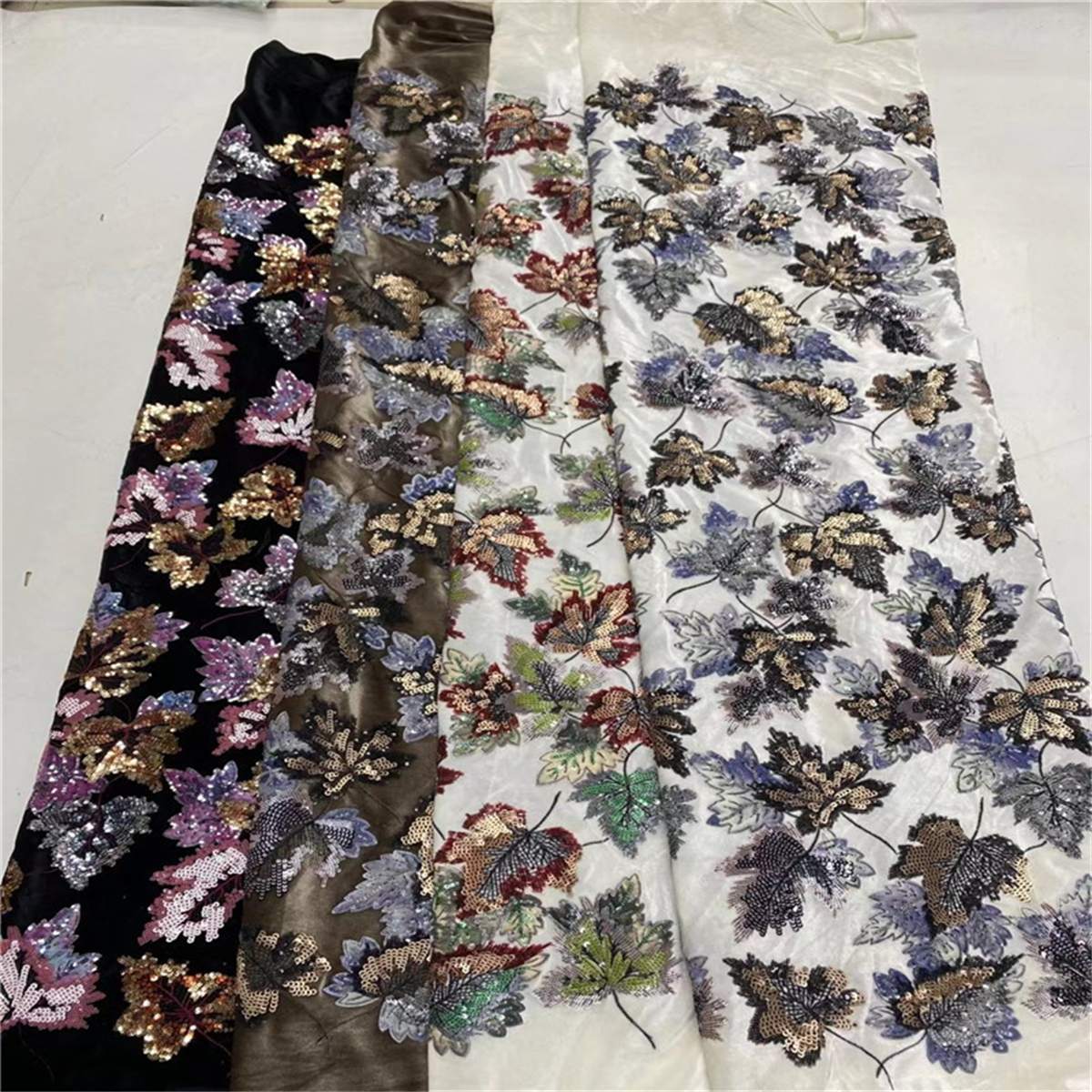 5 Yards Embroidered Sequin Velvet Fabric, Lace Fabric for Evening Wear & Party Dresses | Love in Lace | NO. JLT062