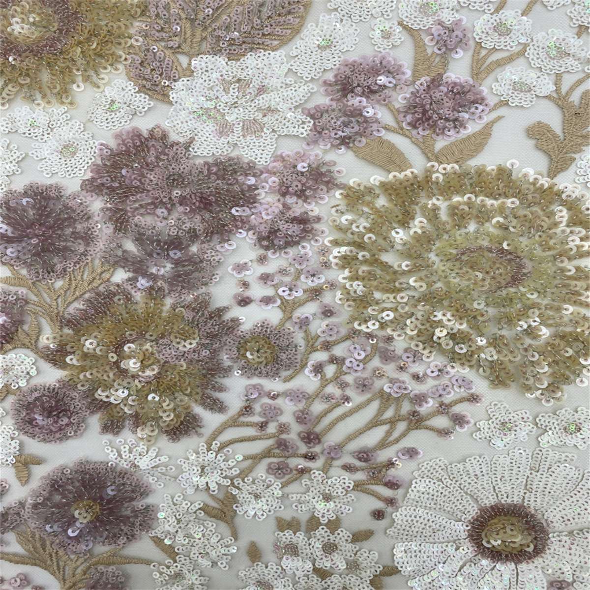 5 Yards Embroidered Sequin Fabric, Multicolor Embroidered Sequin Mesh Lace Fabric for Wedding Gowns & Evening Dresses | Love in Lace | NO. TDD003