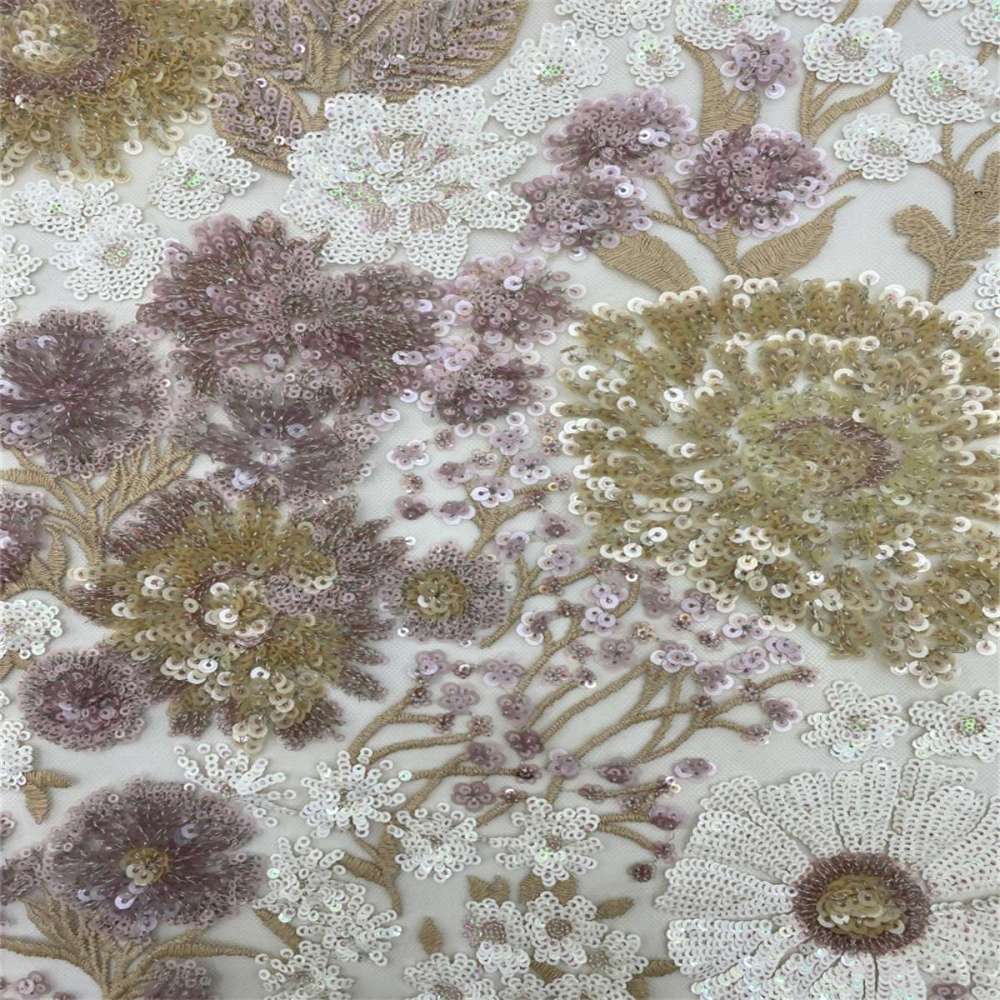 5 Yards Embroidered Sequin Fabric, Multicolor Embroidered Sequin Mesh Lace Fabric for Wedding Gowns & Evening Dresses | Love in Lace | NO. TDD003