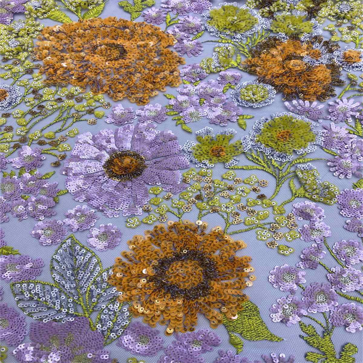 5 Yards Embroidered Sequin Fabric, Multicolor Embroidered Sequin Mesh Lace Fabric for Wedding Gowns & Evening Dresses | Love in Lace | NO. TDD003