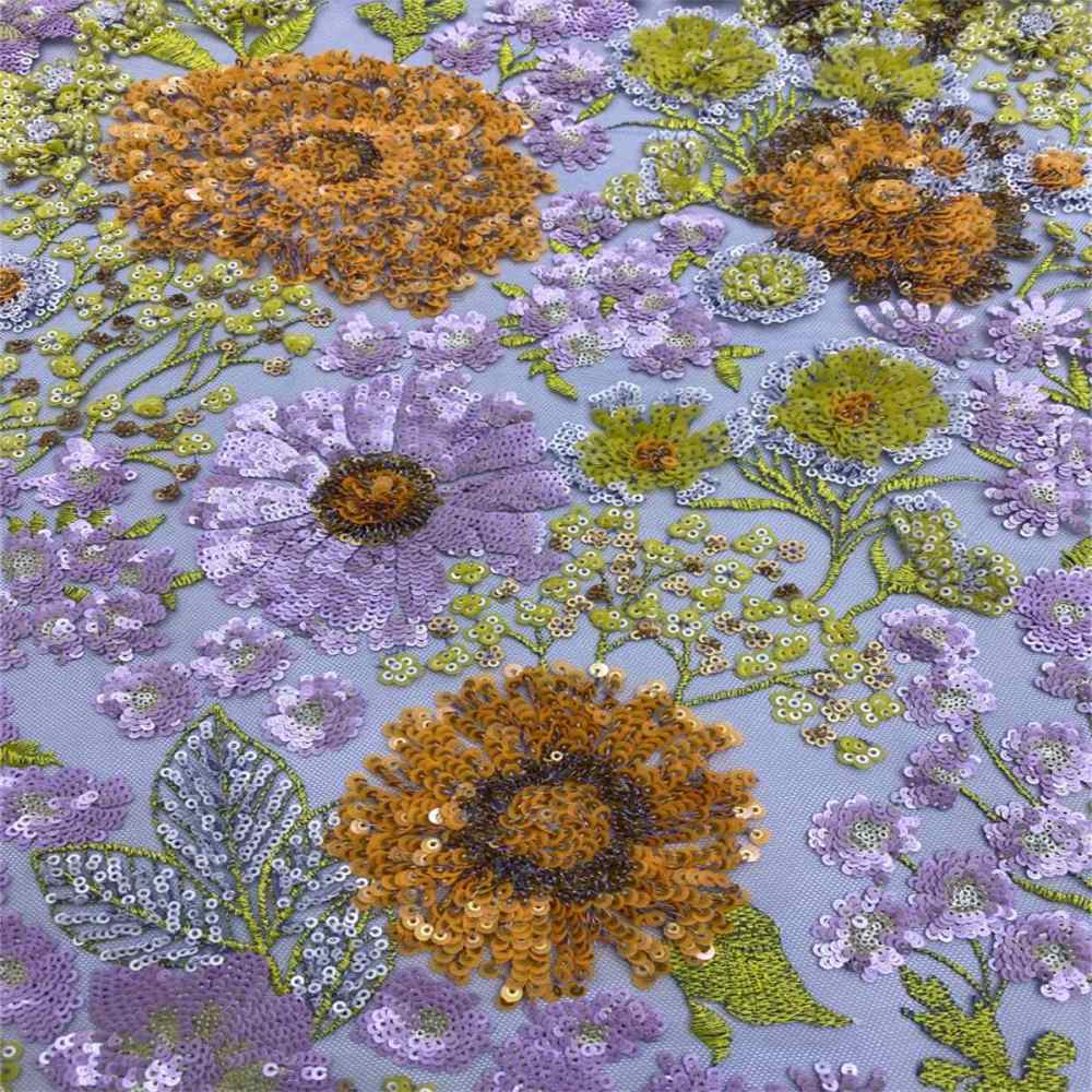 5 Yards Embroidered Sequin Fabric, Multicolor Embroidered Sequin Mesh Lace Fabric for Wedding Gowns & Evening Dresses | Love in Lace | NO. TDD003