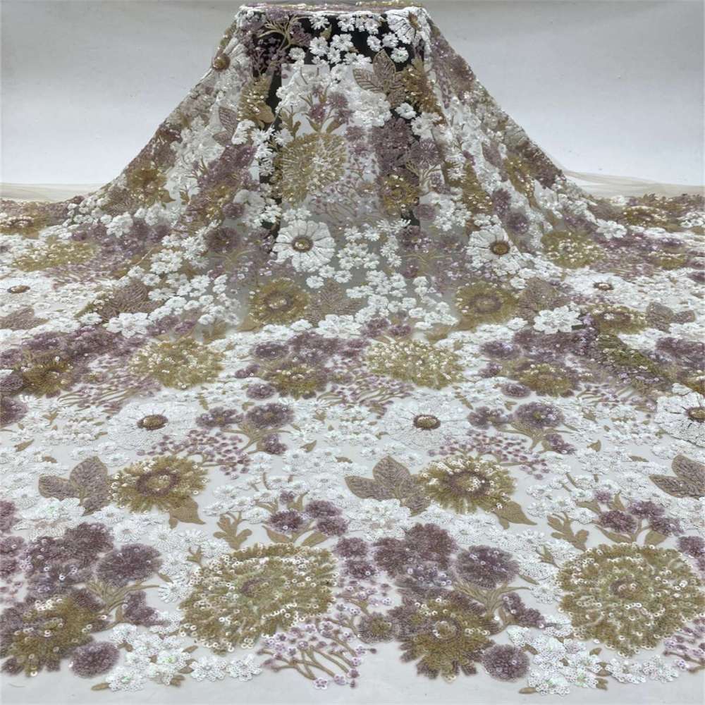 5 Yards Embroidered Sequin Fabric, Multicolor Embroidered Sequin Mesh Lace Fabric for Wedding Gowns & Evening Dresses | Love in Lace | NO. TDD003