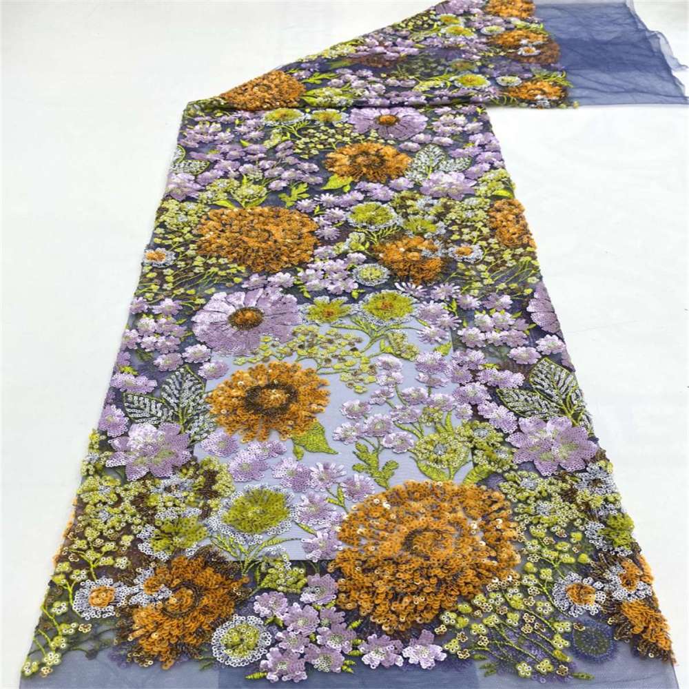 5 Yards Embroidered Sequin Fabric, Multicolor Embroidered Sequin Mesh Lace Fabric for Wedding Gowns & Evening Dresses | Love in Lace | NO. TDD003