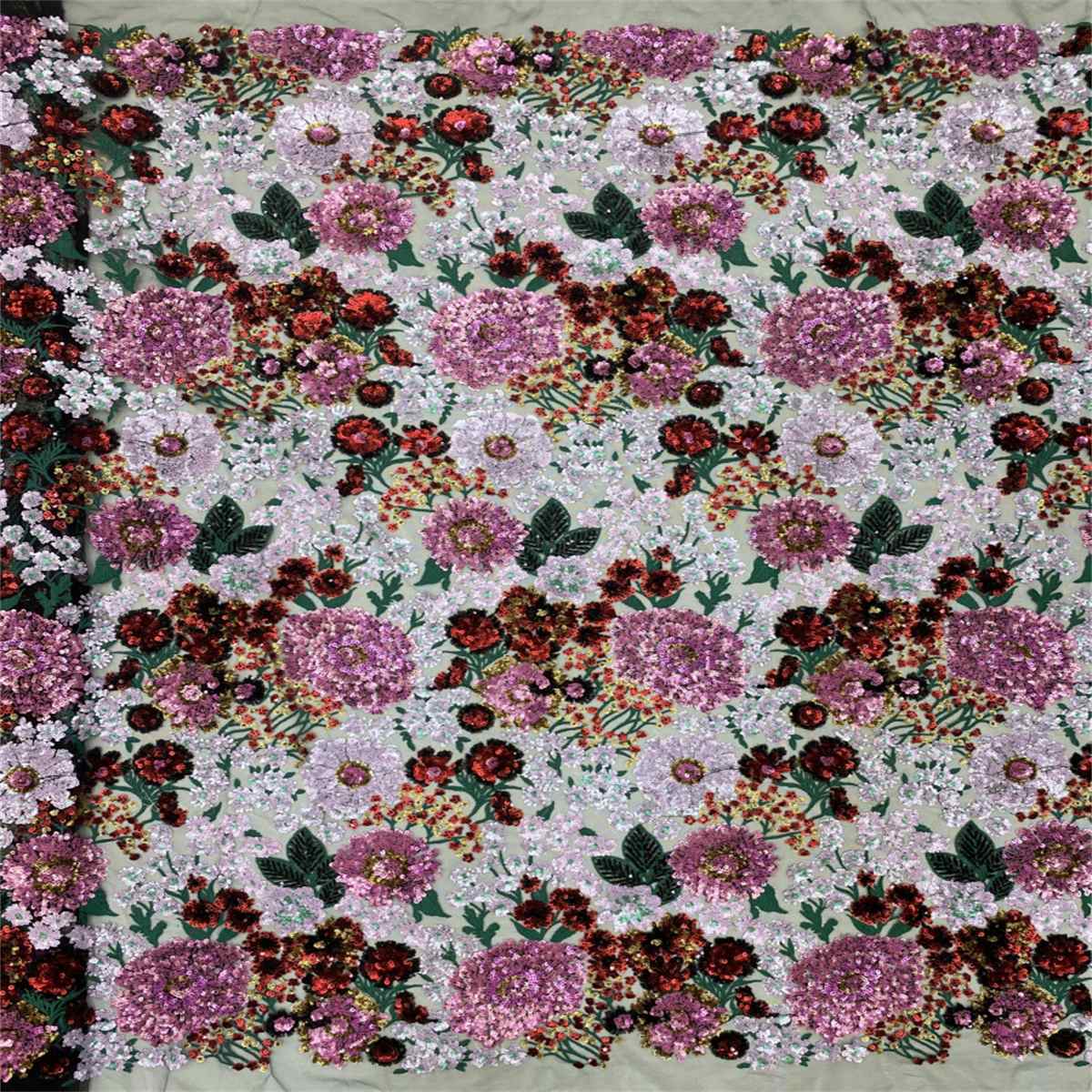 5 Yards Embroidered Sequin Fabric, Multicolor Embroidered Sequin Mesh Lace Fabric for Wedding Gowns & Evening Dresses | Love in Lace | NO. TDD003