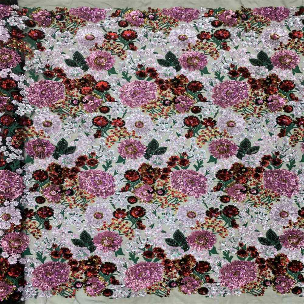 5 Yards Embroidered Sequin Fabric, Multicolor Embroidered Sequin Mesh Lace Fabric for Wedding Gowns & Evening Dresses | Love in Lace | NO. TDD003