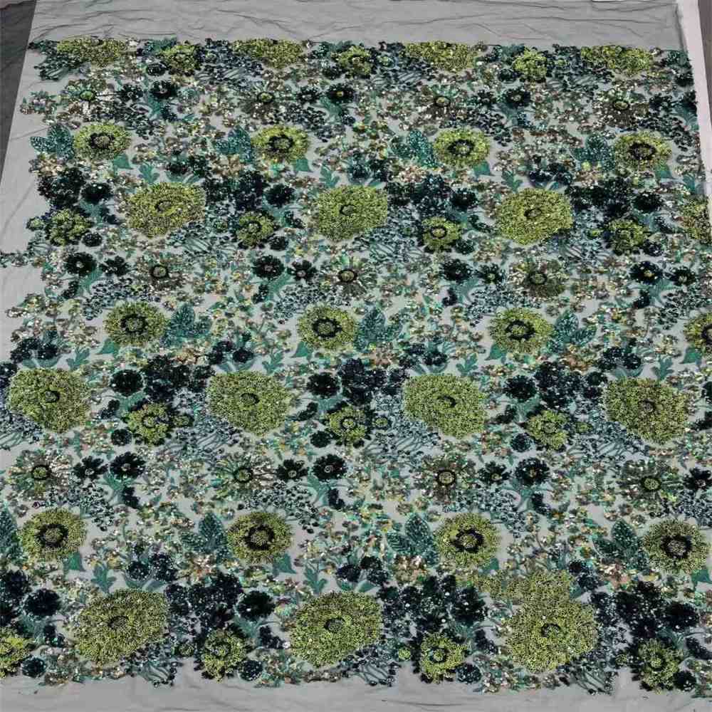5 Yards Embroidered Sequin Fabric, Multicolor Embroidered Sequin Mesh Lace Fabric for Wedding Gowns & Evening Dresses | Love in Lace | NO. TDD003