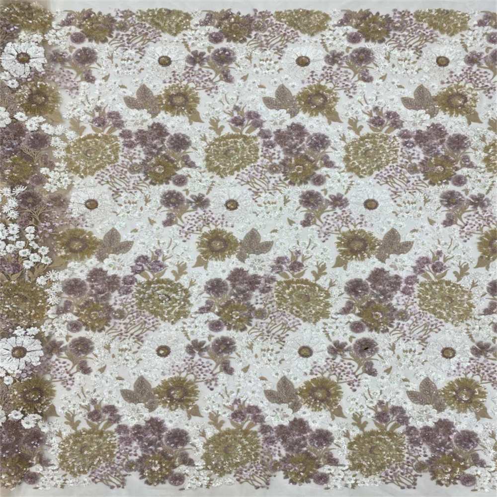 5 Yards Embroidered Sequin Fabric, Multicolor Embroidered Sequin Mesh Lace Fabric for Wedding Gowns & Evening Dresses | Love in Lace | NO. TDD003