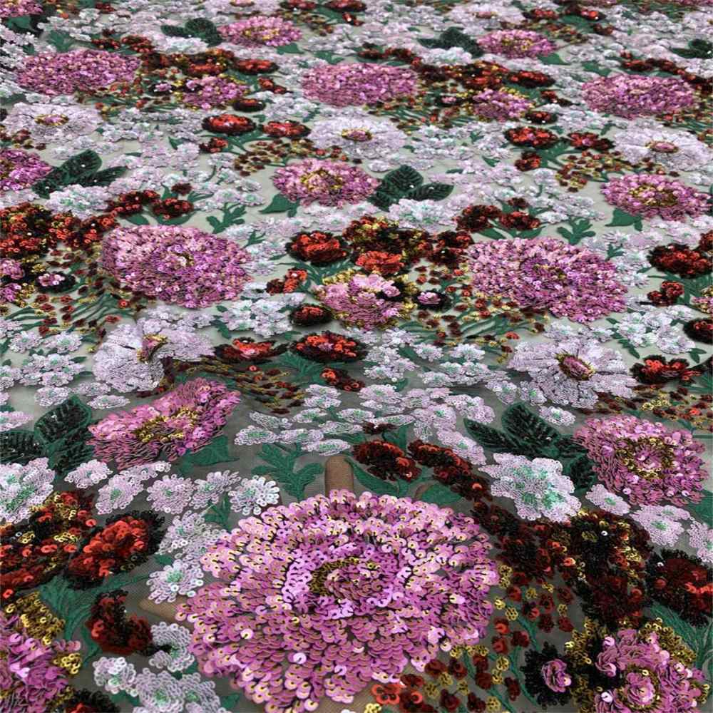 5 Yards Embroidered Sequin Fabric, Multicolor Embroidered Sequin Mesh Lace Fabric for Wedding Gowns & Evening Dresses | Love in Lace | NO. TDD003