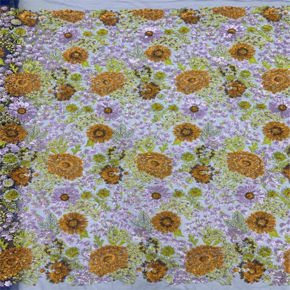 5 Yards Embroidered Sequin Fabric, Multicolor Embroidered Sequin Mesh Lace Fabric for Wedding Gowns & Evening Dresses | Love in Lace | NO. TDD003