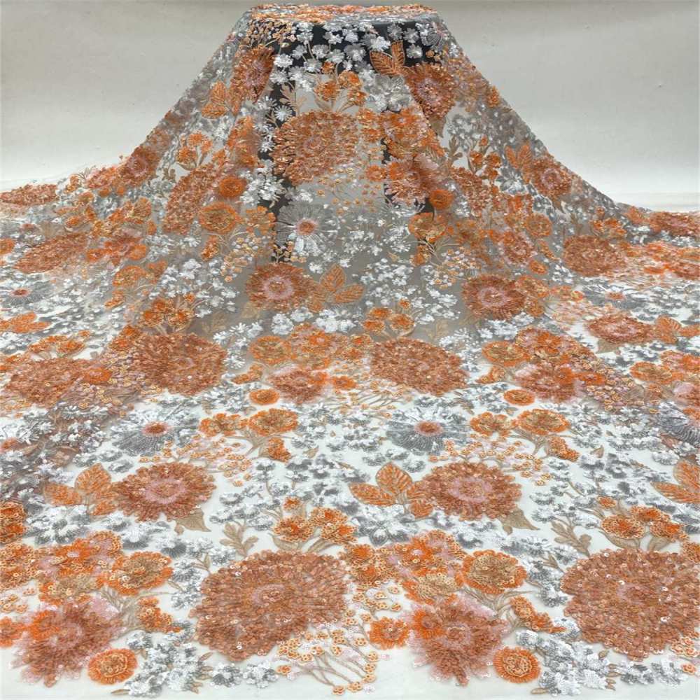 5 Yards Embroidered Sequin Fabric, Multicolor Embroidered Sequin Mesh Lace Fabric for Wedding Gowns & Evening Dresses | Love in Lace | NO. TDD003