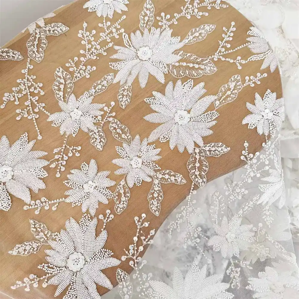 1 Yard Bridal Lace Fabric, Embroidered Beaded Tulle Wedding Lace Fabric | Ref. RX092,Bridal Lace Fabrics 1 Yard Bridal Lace Fabric, Embroidered Beaded Tulle Wedding Lace Fabric | Ref. RX092,Bridal Lace Fabrics