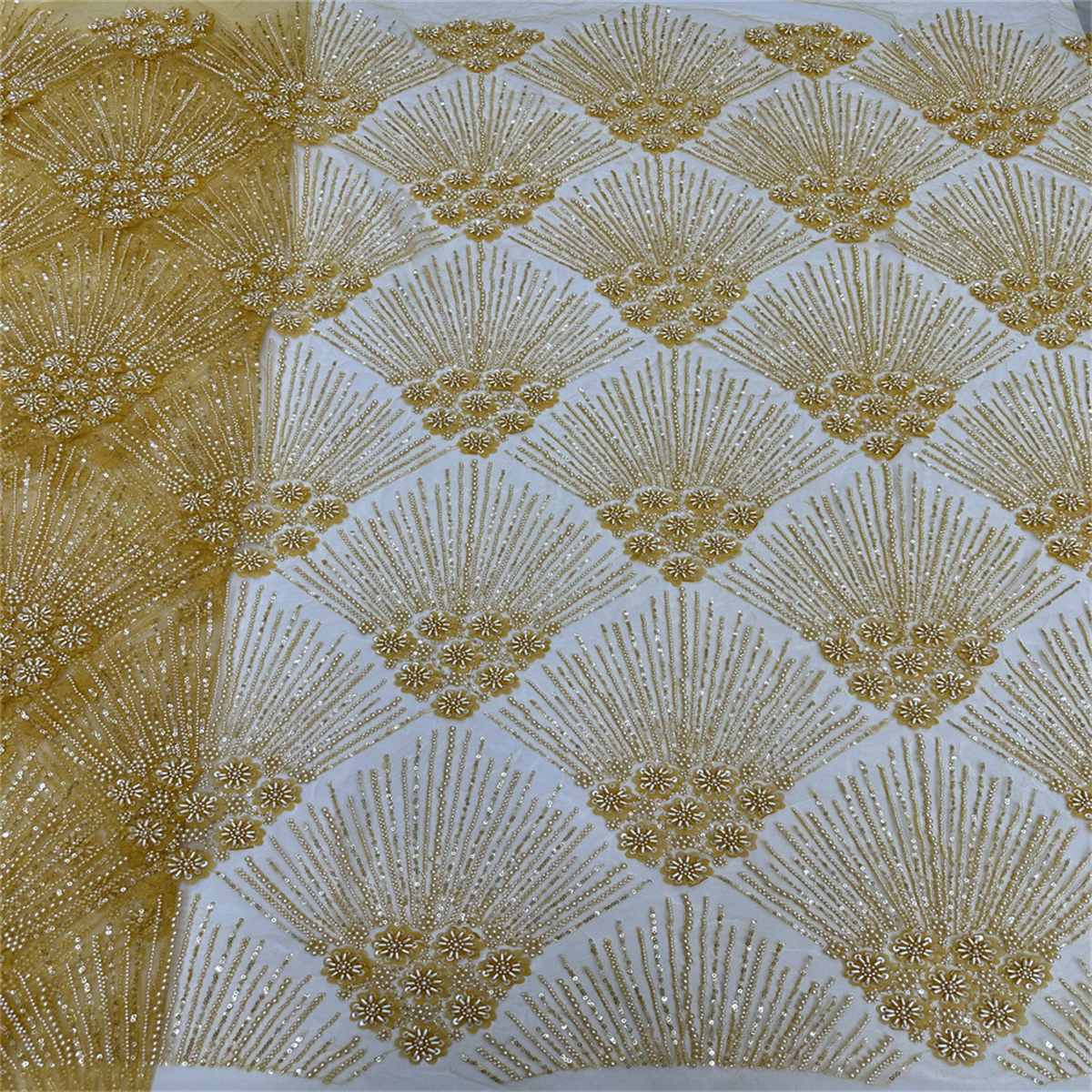 5 Yards Beaded 3D Floral Fabric, Beaded Tulle Lace Fabric, Embellished with Beads, Sequins, Pearls, 3D Flowers, Petals, Ref. ML015
