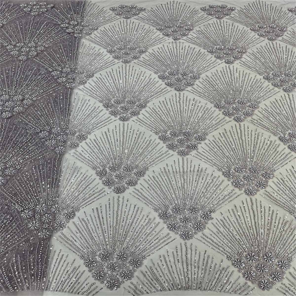 5 Yards Beaded 3D Floral Fabric, Beaded Tulle Lace Fabric, Embellished with Beads, Sequins, Pearls, 3D Flowers, Petals, Ref. ML015