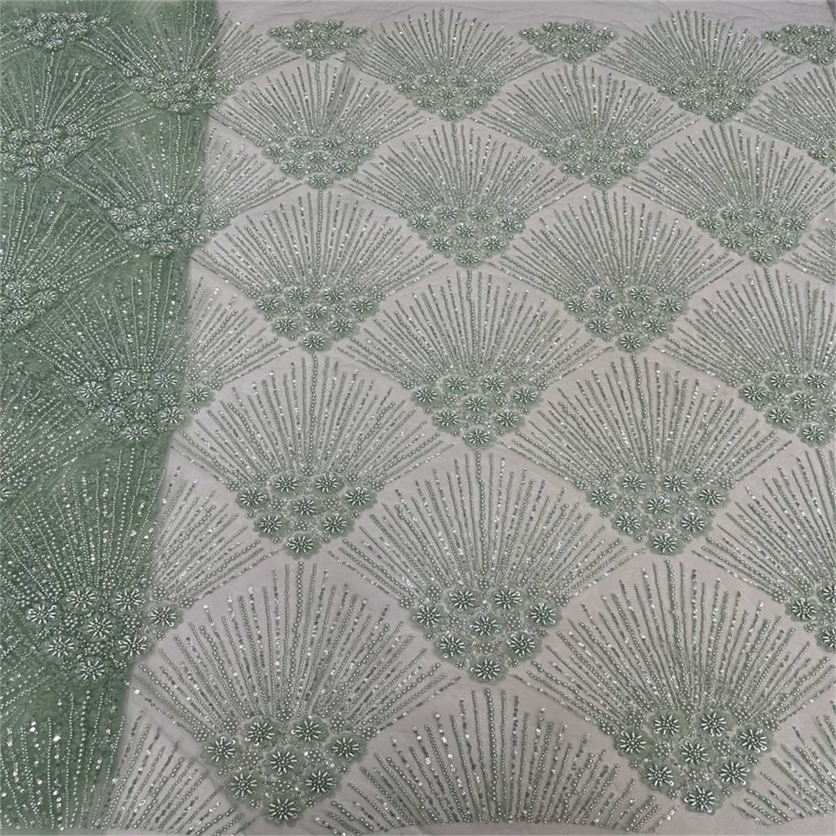 5 Yards Beaded 3D Floral Fabric, Beaded Tulle Lace Fabric, Embellished with Beads, Sequins, Pearls, 3D Flowers, Petals, Ref. ML015