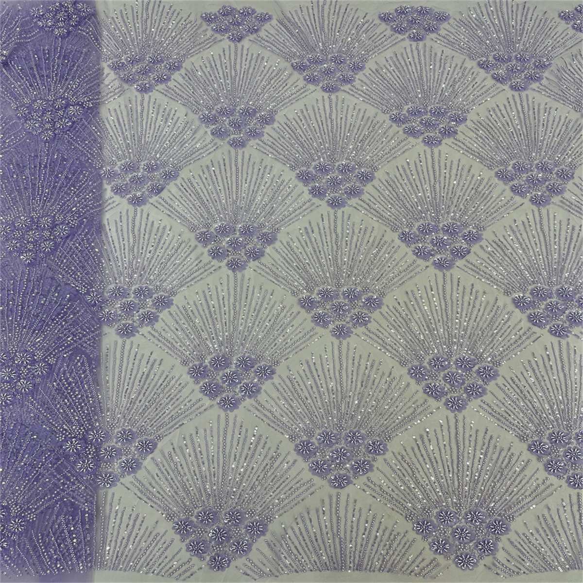 5 Yards Beaded 3D Floral Fabric, Beaded Tulle Lace Fabric, Embellished with Beads, Sequins, Pearls, 3D Flowers, Petals, Ref. ML015