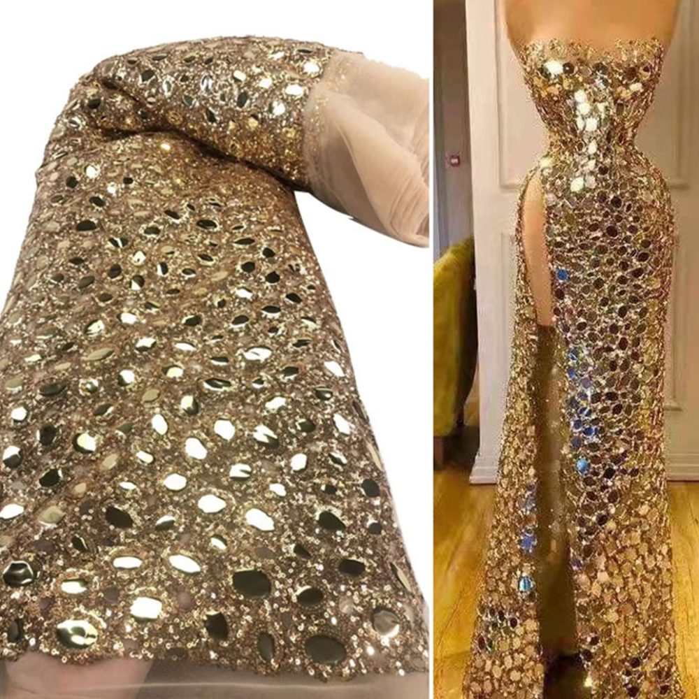 5 Yards Sequin Fabric, Sequin Tulle Lace Fabric, MPN JX029