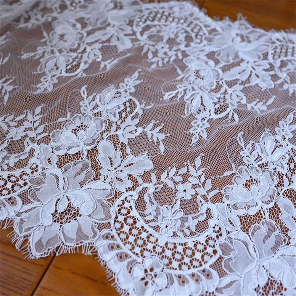 Bridal Lace Trim - Wedding Lace Trim - Corded Chantilly Lace Trim | GTIN TLF009