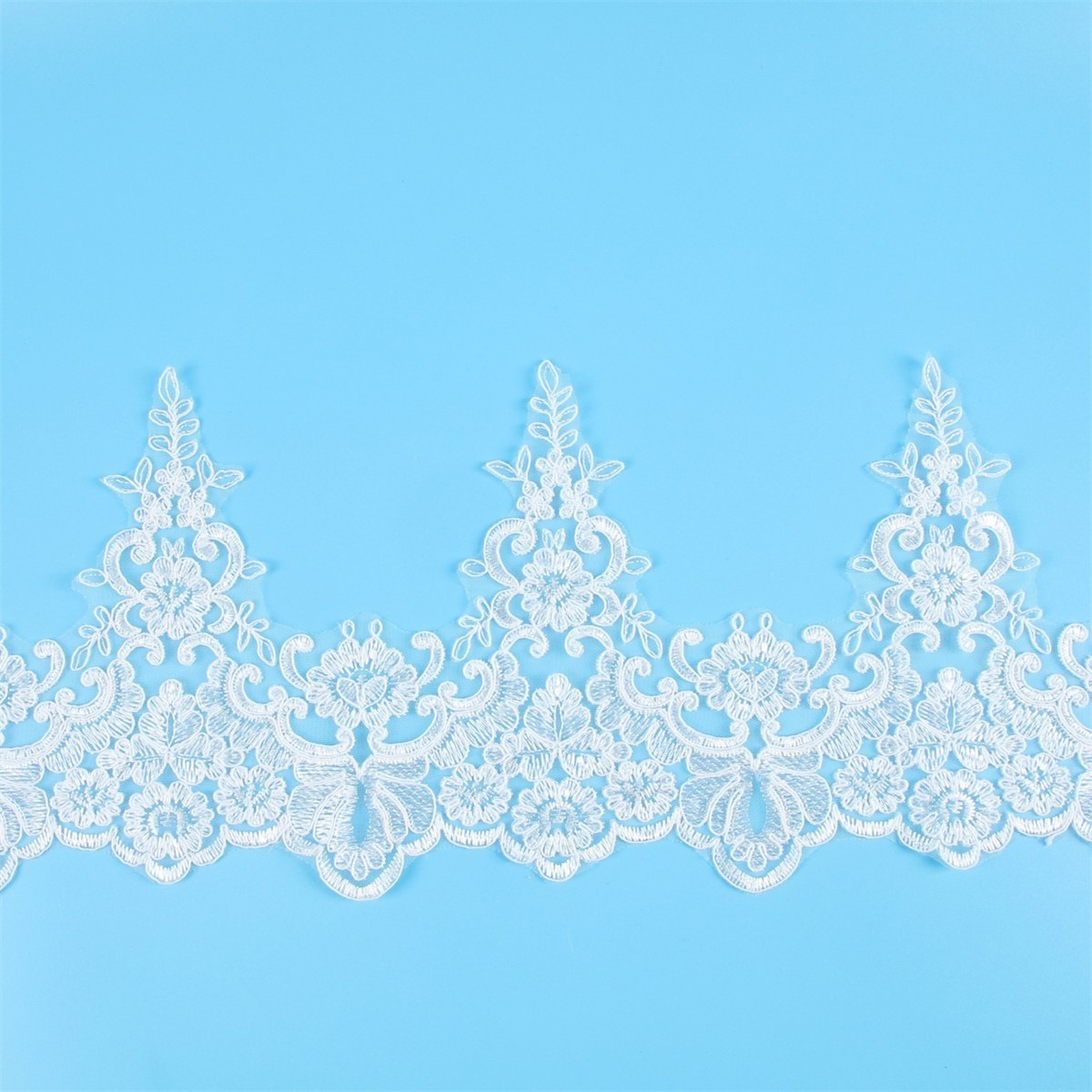 Bridal Lace Trim - Corded Embroidered Wedding Lace Trim | GTIN XC049
