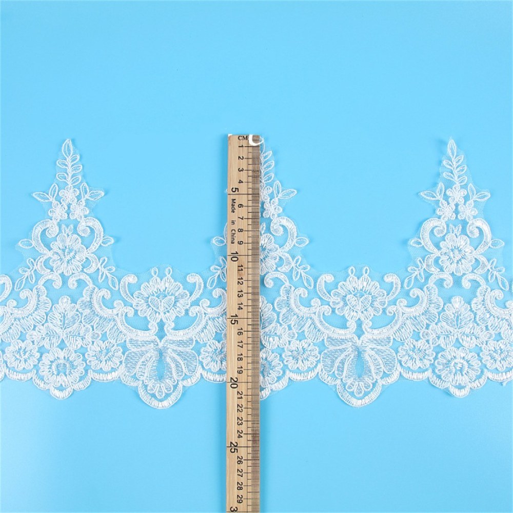 Bridal Lace Trim - Corded Embroidered Wedding Lace Trim | GTIN XC049