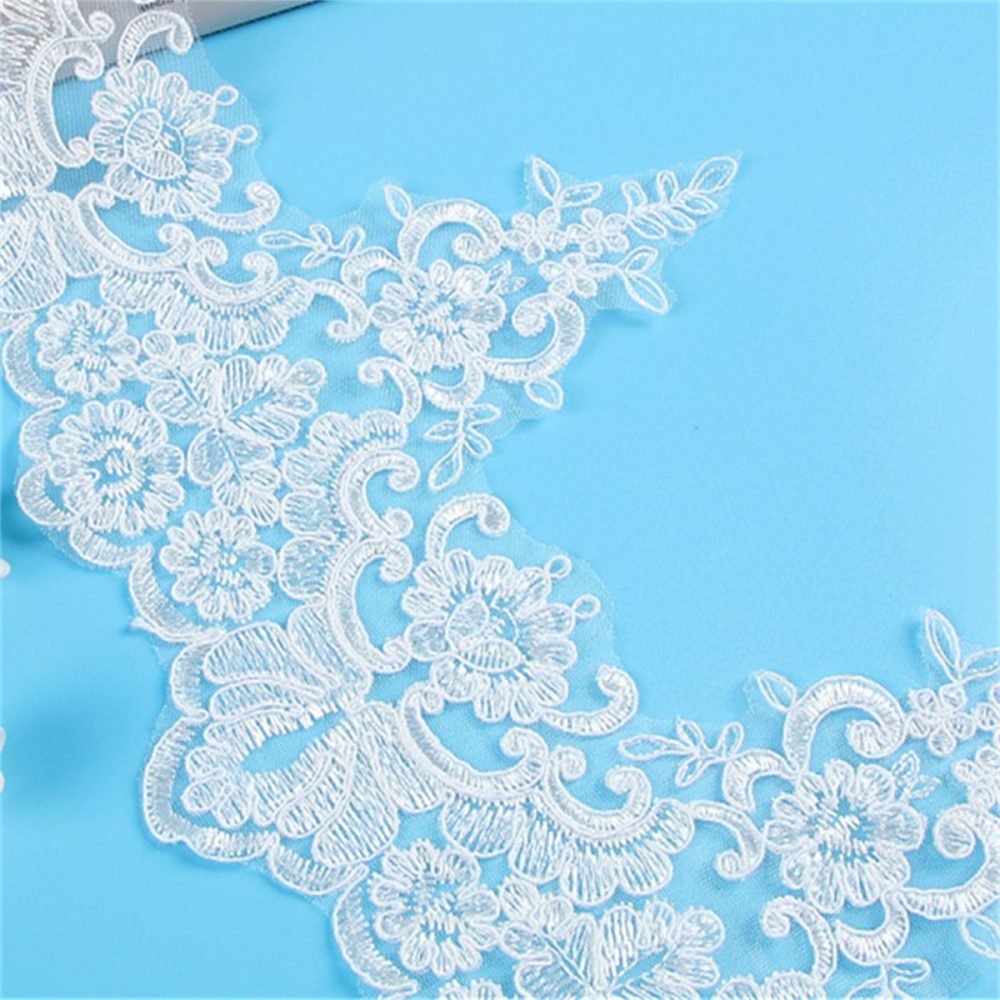 Bridal Lace Trim - Corded Embroidered Wedding Lace Trim | GTIN XC049