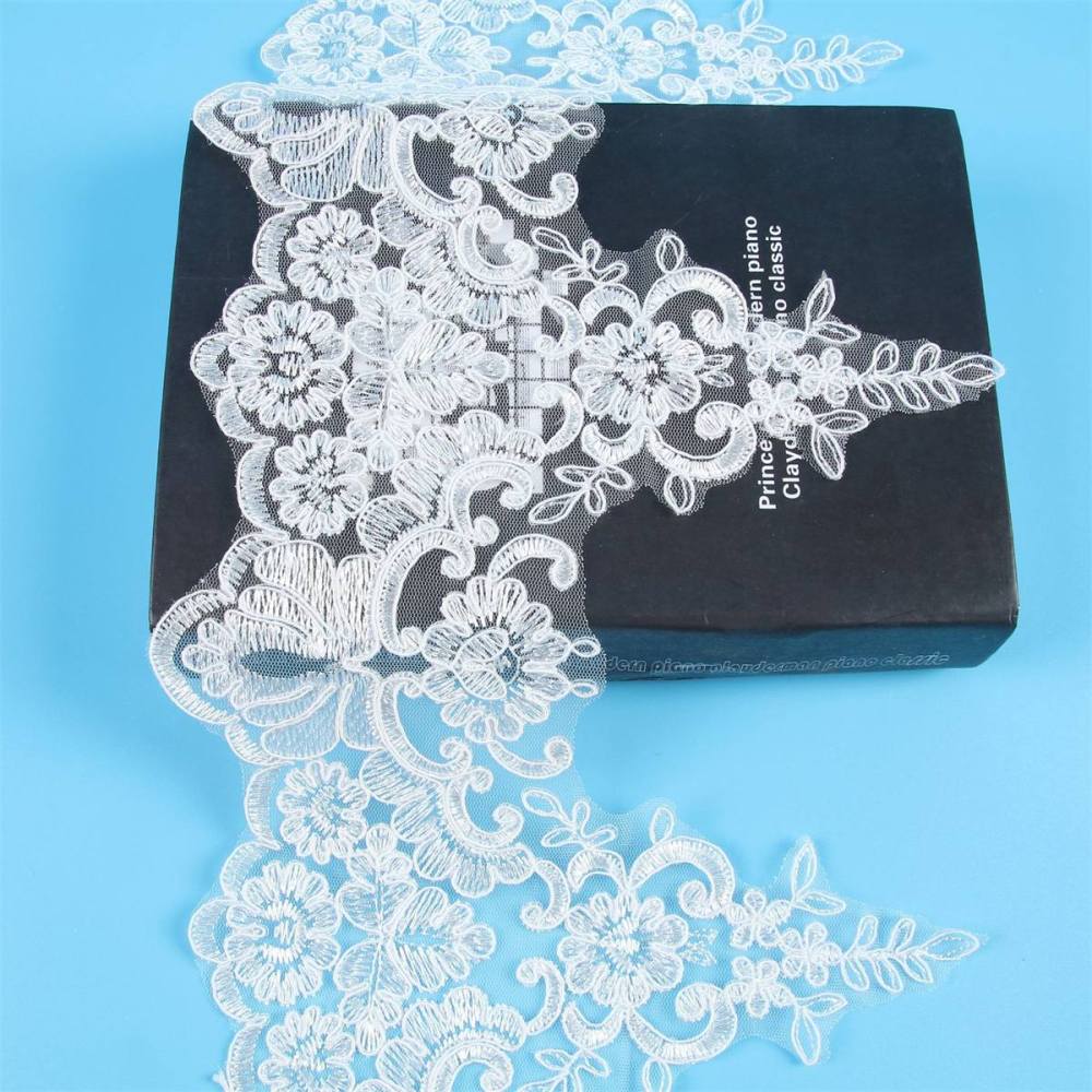 Bridal Lace Trim - Corded Embroidered Wedding Lace Trim | GTIN XC049