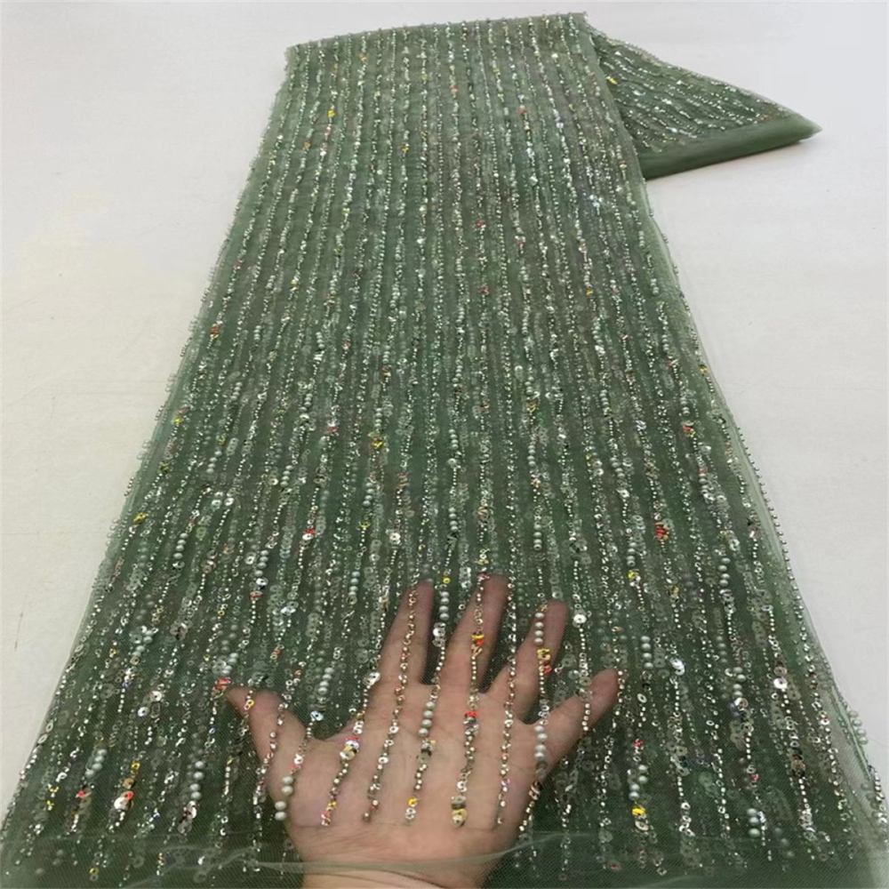 5 Yards Beaded Lace Material Fabric For Dresses