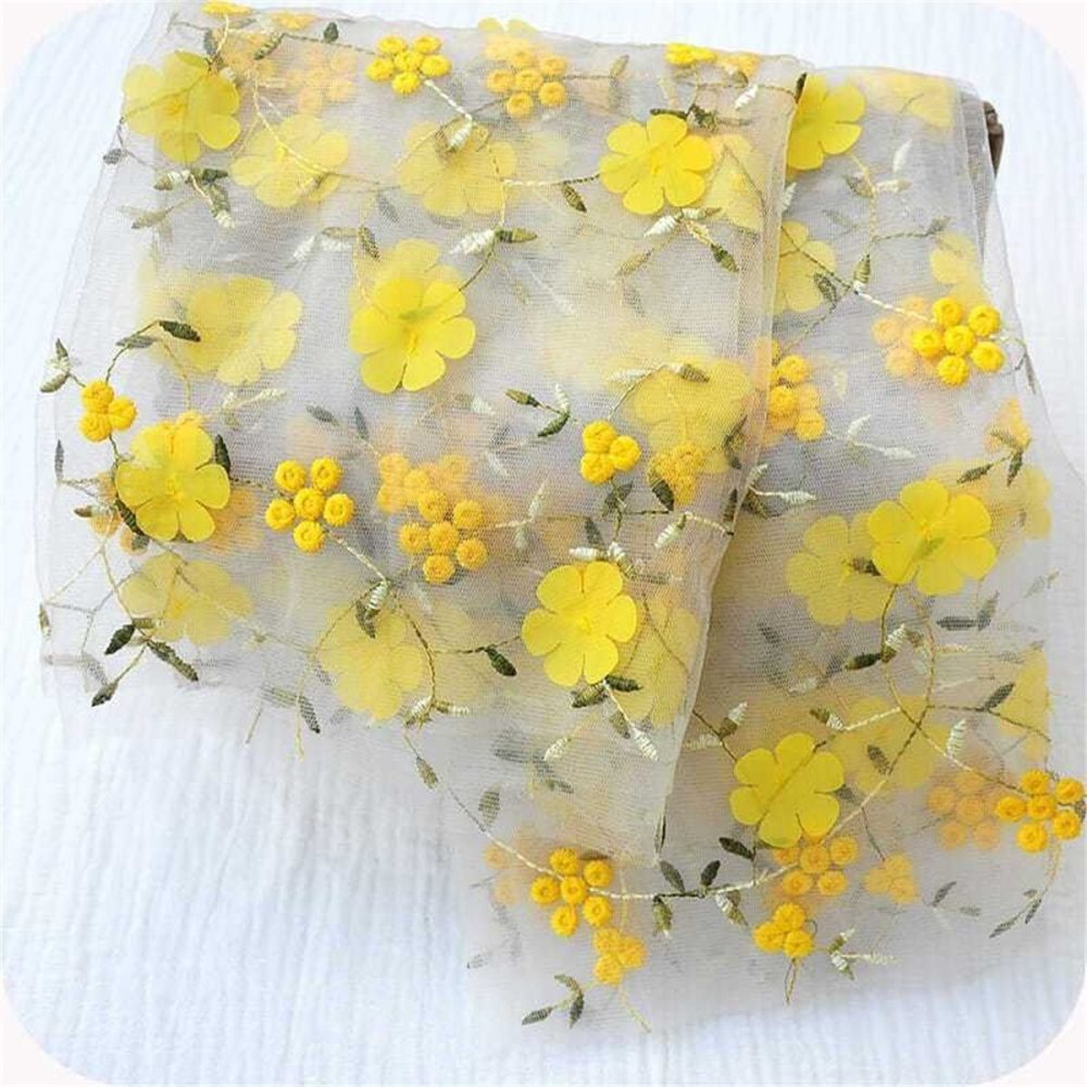 3D Floral Embroidered Lace Fabric | GTIN ZT124