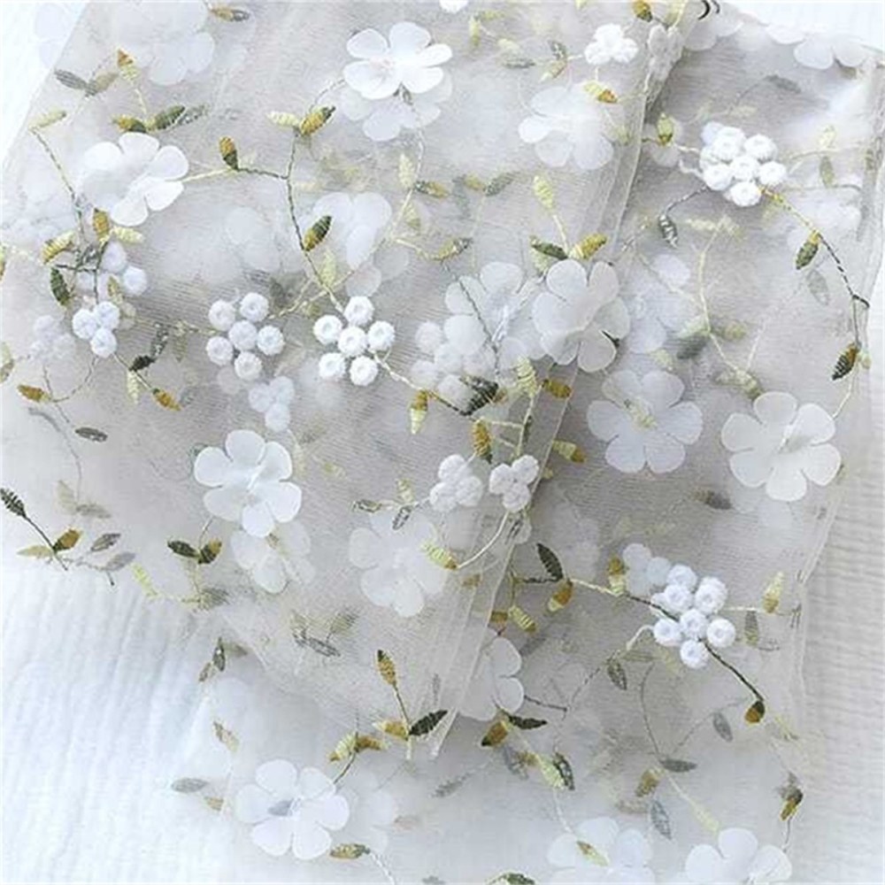 3D Floral Embroidered Lace Fabric | GTIN ZT124