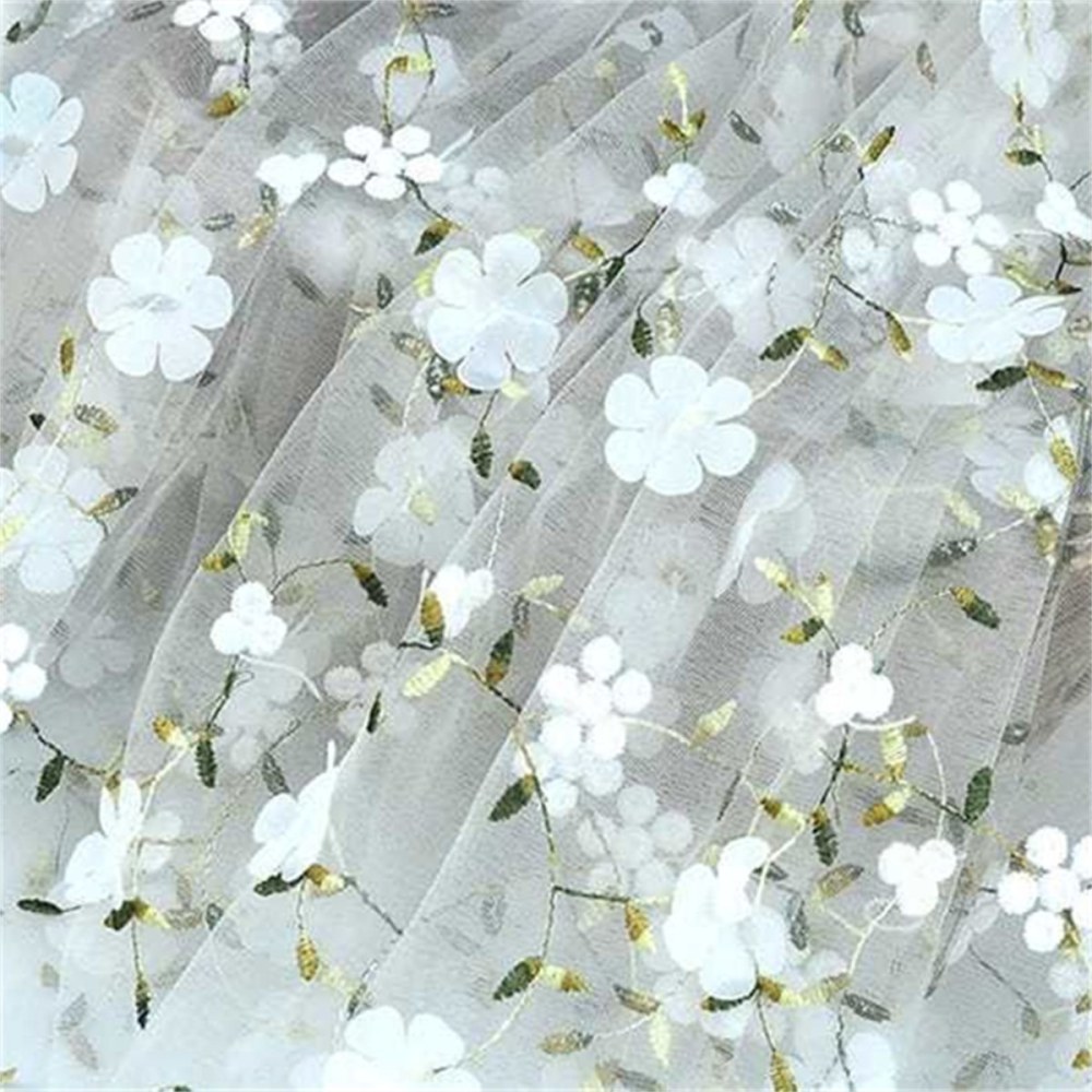 3D Floral Embroidered Lace Fabric | GTIN ZT124