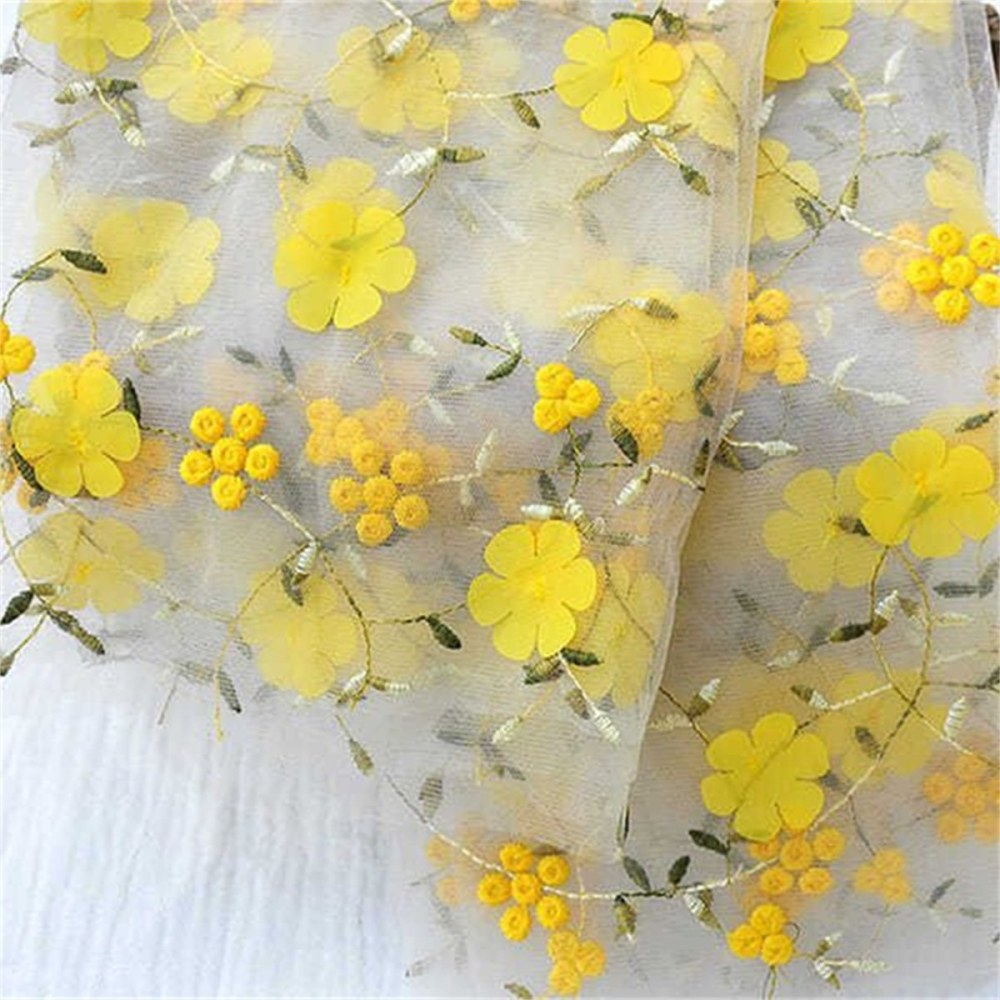 3D Floral Embroidered Lace Fabric | GTIN ZT124