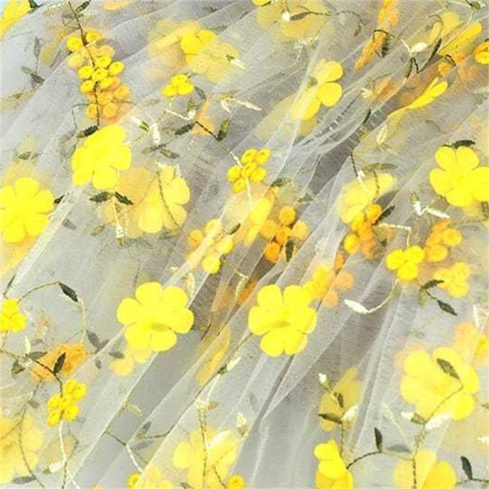 3D Floral Embroidered Lace Fabric | GTIN ZT124