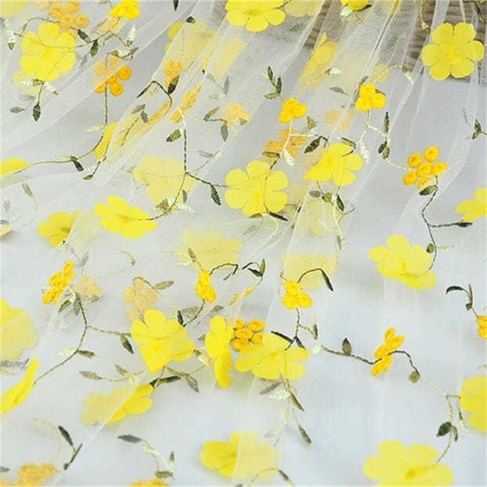 3D Floral Embroidered Lace Fabric | GTIN ZT124