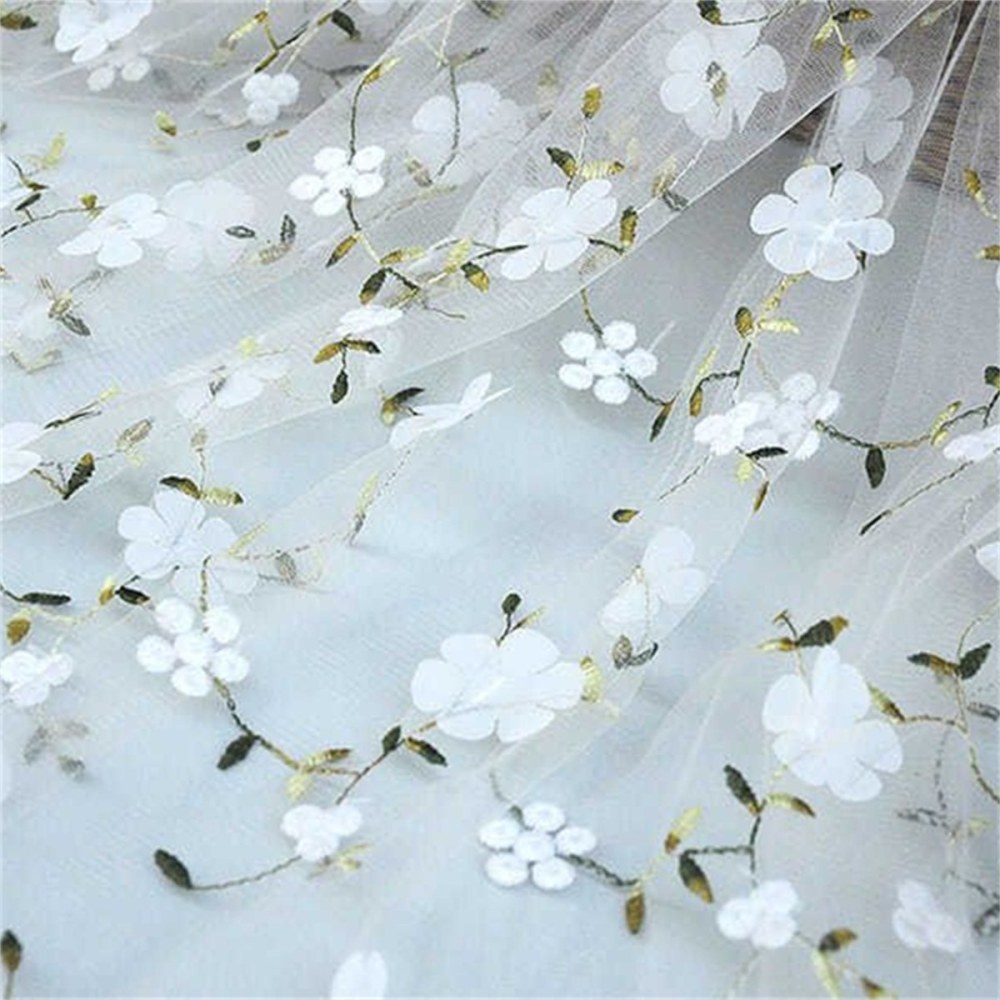 3D Floral Embroidered Lace Fabric | GTIN ZT124
