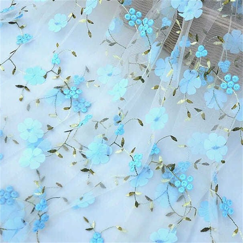 3D Floral Embroidered Lace Fabric | GTIN ZT124